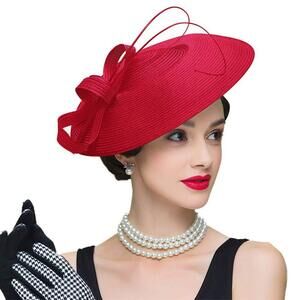 9419 Fascinators Pillbox Hat Weddings Women Straw Fedora Vintage Sinamay